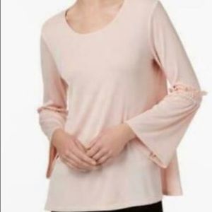 Alfani Petite Ribbed Bell Sleeve Blouse